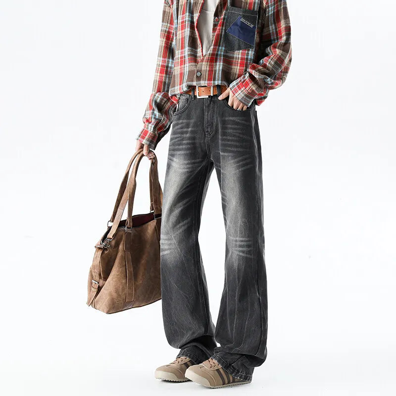 Riolio Wide leg jeans Men 2025 Autumn trend Casual Pantsbell-bottoms unisex washed Jeans Skinny Work Trousers Male Jeans Men Clothing