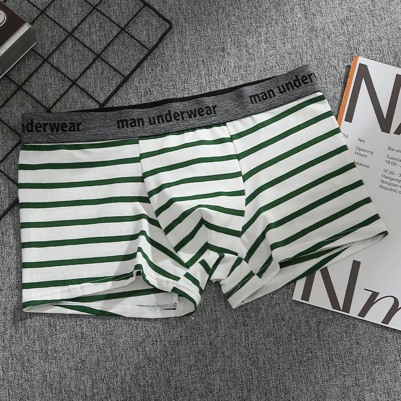 Riolio Men's Sexy Flat Angle Pants, Cotton Men's Underwear, Soft, Comfortable, Breathable Underwear, Men's Boxer Ice Silk Stripes