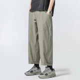 Riolio Summer Cotton Casual Pants Men Oversized Wide Leg Pants Men Japanese Streetwear Hip-hop Loose Straight Pants Men Thin Trousers
