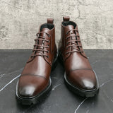 Riolio Men's short boots winter fashion new comfortable Amazon tight lace shoes old-fashioned business men's casual fashion shoes