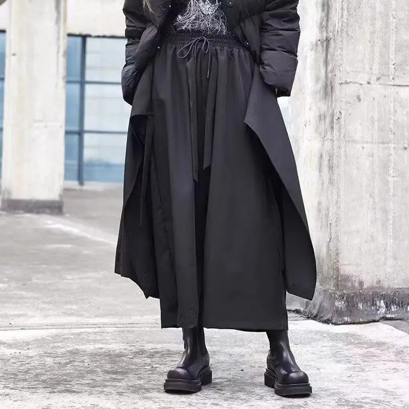 Riolio Men's Wide Leg Pants Solid Joggers Streetwear Elastic Waist 2025 Irregular Skirts Trousers Men Loose Punk Pantalon 3XL