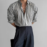 Riolio New Naples Business Men Shirts Light Luxury Textured Lapel Striped Long Sleeve Cardigan Leisure Premium Commuter Blouse M-2XL