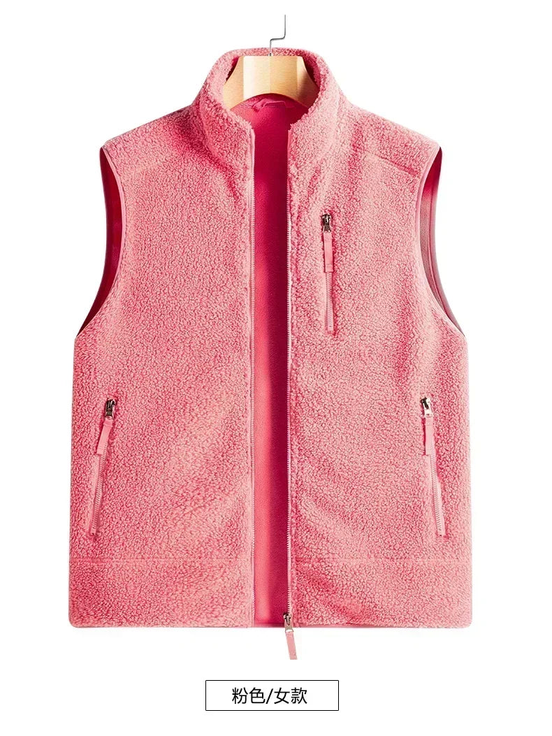 Riolio Outdoor Sleeveless Coats Vests Male Warm Cotton Waistcoat Autumn Jackets Thick Vests Man Classic  Lamb Cashmere Men Fleece Vest