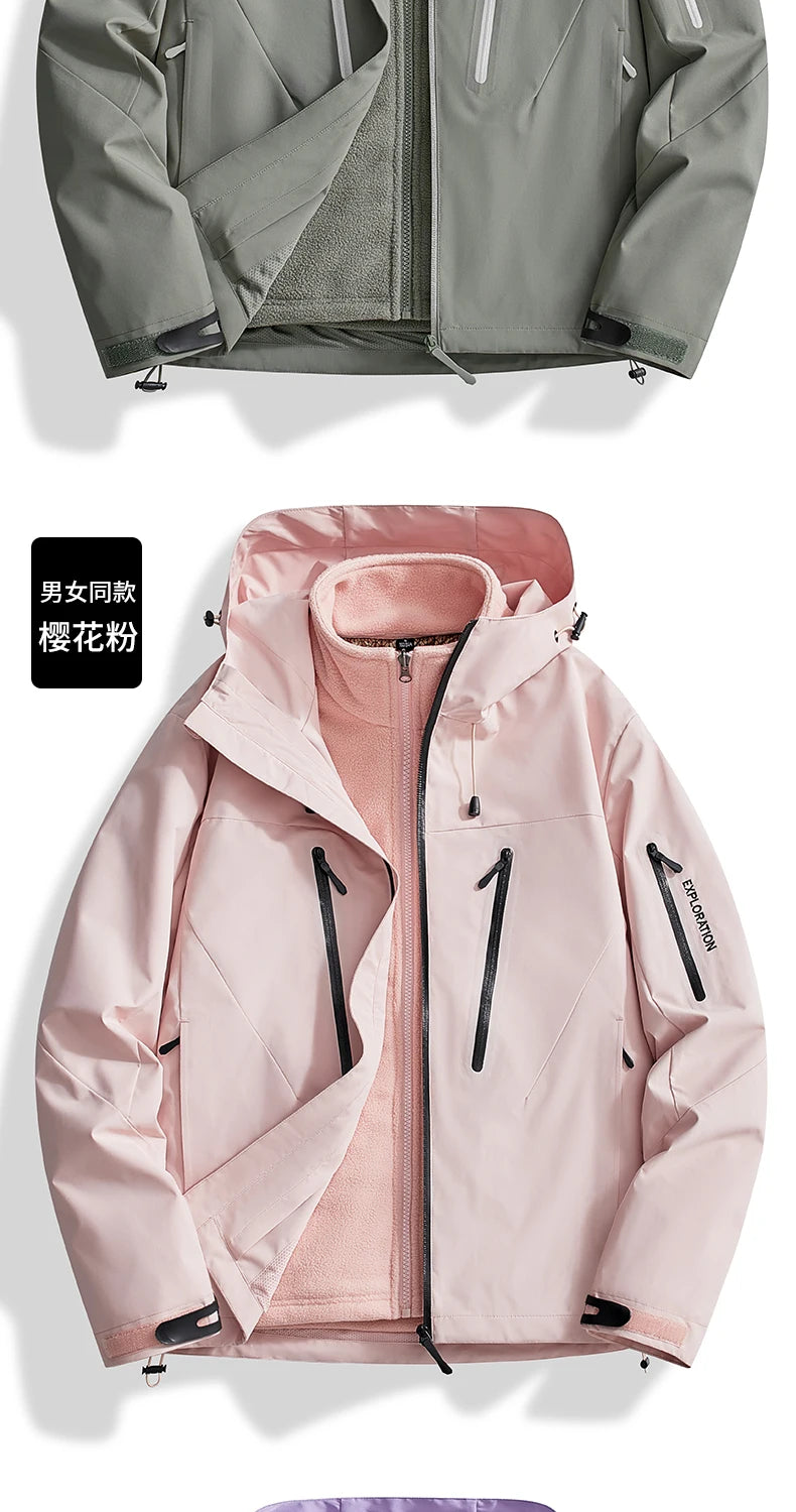 Riolio Men's Outdoor New Jacket Autumn Waterproof Windproof Assault Suit Men Women Three in One Two-piece Set Men's Brand Hiking Suit