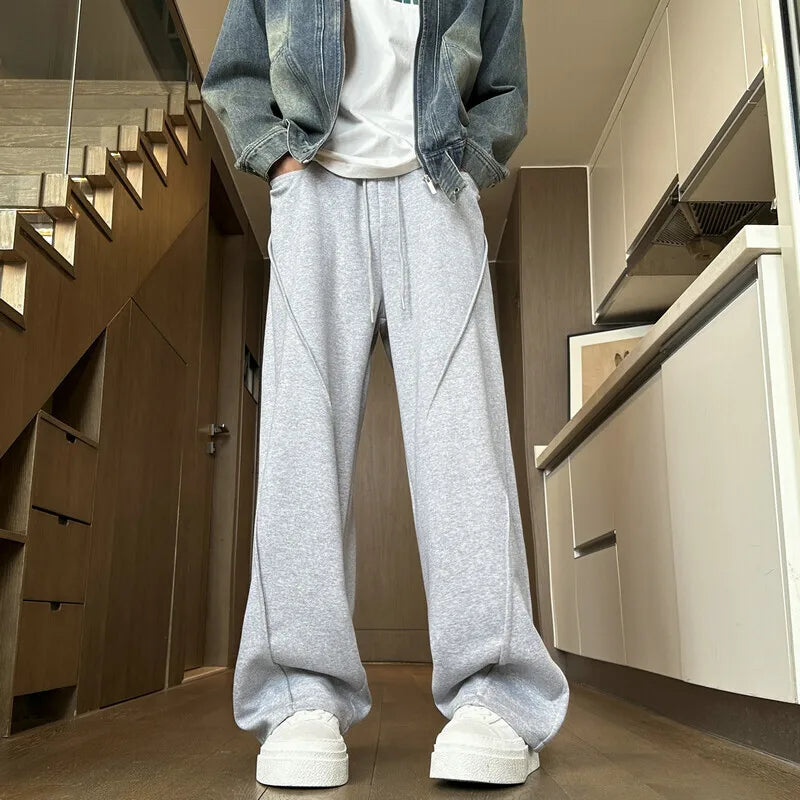 Riolio Black Casual Pants Men Fashion Oversized Wide Leg Pants Men Sweatpants Streetwear Loose Straight Joggers Pants Mens Trousers