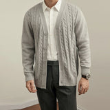 Riolio New Men Luxury Knitted Cardigan Jacket Fashion V Neck Button Sweater Long Sleeve Streetwear Leisure Premium Coat Autumn Knitwear