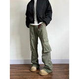Riolio Men's Green Cargo Pants Baggy Harajuku Streetwear Straight Pants Y2k 2000s Parachute Pants Vintage Trousers Clothes Fashion