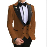 Riolio prom suit Men 3 Pieces Suits For Men Custom Made Groom Groomsmen Tuxedos Wedding Men Suit Terno Masculino(Jacket+Pant+Vest)