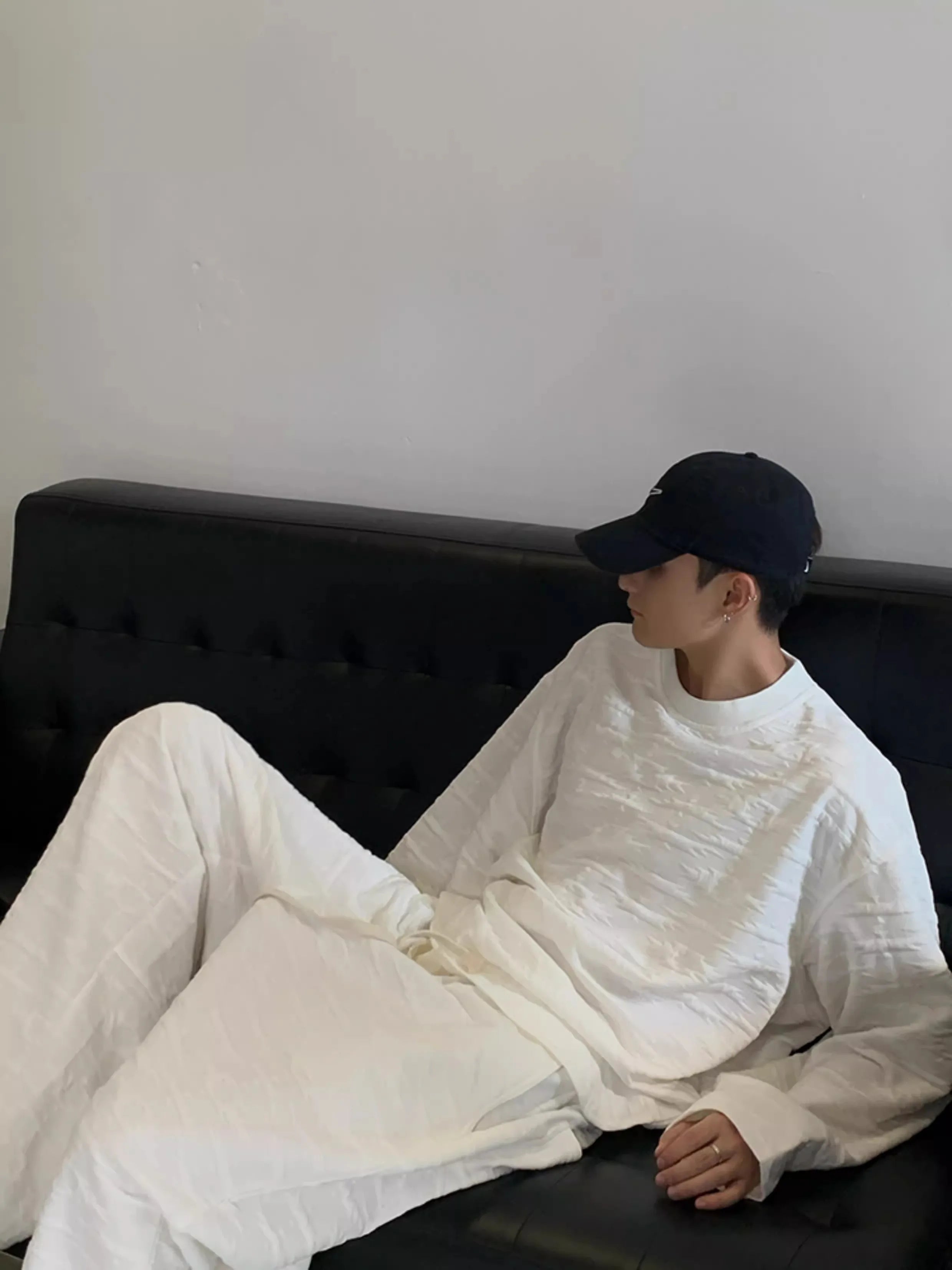 Riolio Kpop Tracksuit Retro Loose Three-dimensional Set Ethnic Jacquard Milk White Sports Suit American Casual High-end Wear