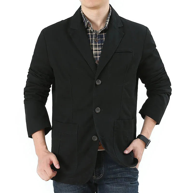 Riolio Men's Business Jackets for Suits Autumn Men's Casual Denim Jackets Executive Jackets Men's Pure Cotton Washed Denim Jackets