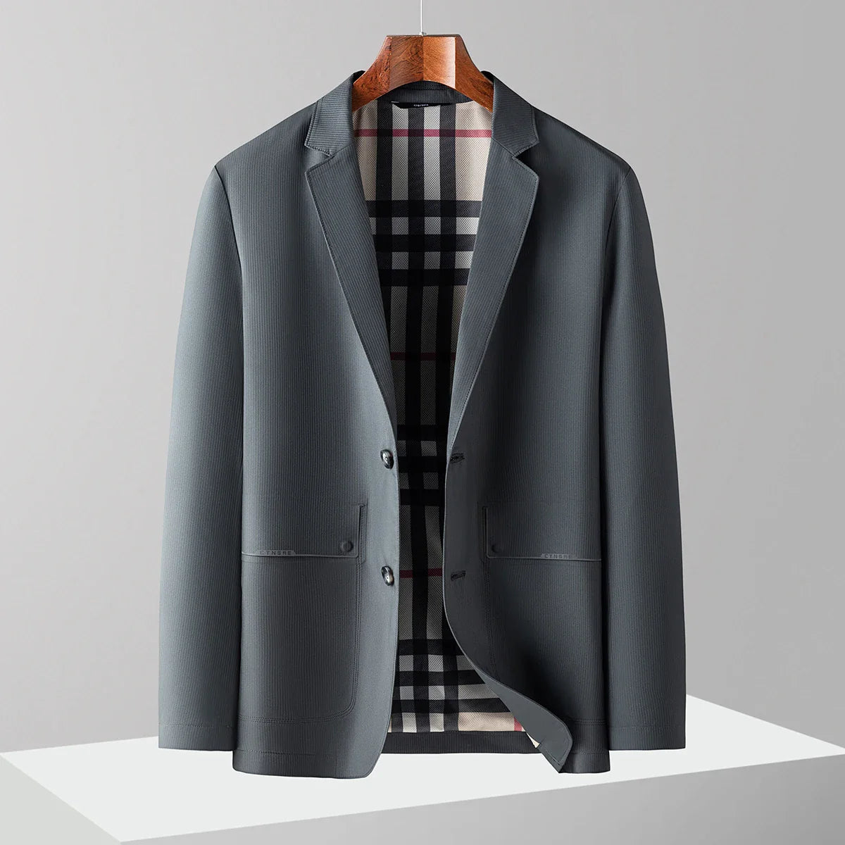 Riolio High-quality Thousand-bird Check Double-sided Woolen Coat for Men Korean Casual Suit Collar Short Casual Woolen Coat  Blazers