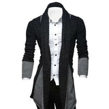 Riolio Stylish Long Sleeves Cardigan Coat Loose Fit Stretchy Knitted Sweater Color Block Breathable Men Knitwear Men's Clothing