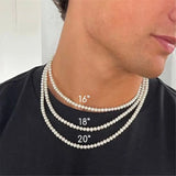 Riolio Pearl Necklace Men Simple Handmade Strand Bead Necklace New Trendy Men Jewelry for Women Girls Wedding Banquet Necklaces