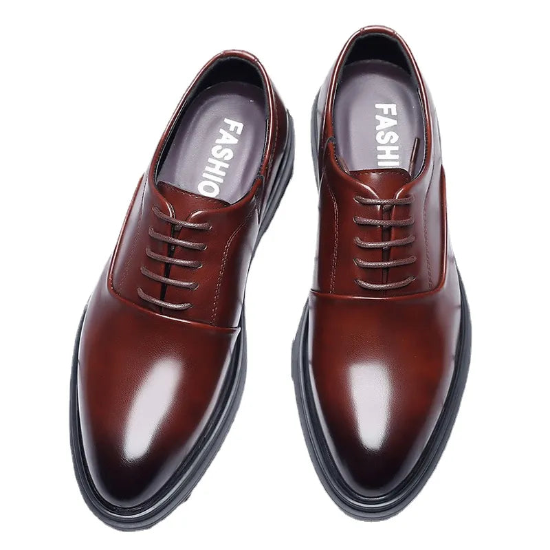 Riolio Leather Shoes Men's Breathable Black Soft   Bottom Man Business Formal Wear Casual  Wedding  Zapatos Hombre