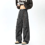 Riolio Jeans Pants Big pocket American Mainstream Hip Hop Skateboard Men Women Streetwear Gothic High Street Super Loose Jeans