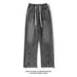 Riolio Jeans men Elastic waist Streetwear Fashion Jeans Black Spring New Men Women Wide Leg Straight Denim Trousers Plus Size 5XL-M