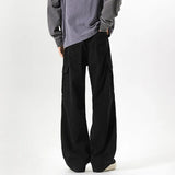 Riolio Mens Workwear Cargo Jeans Straight Loose Fit Patchwork Design Denim Pants Casual Outdoor Streetwear Tactical Utility Clothing