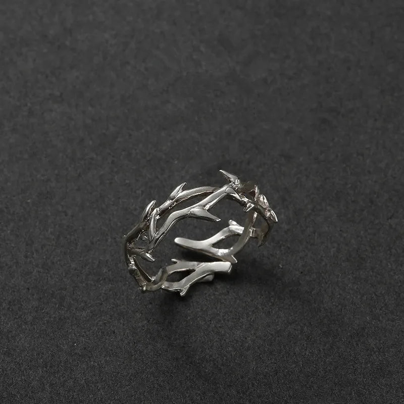 Riolio Punk Irregular Thorns Couple Rings Retro Hip-hop Personality Adjustable Finger Ring for Men Women Lovers Jewelry Gifts