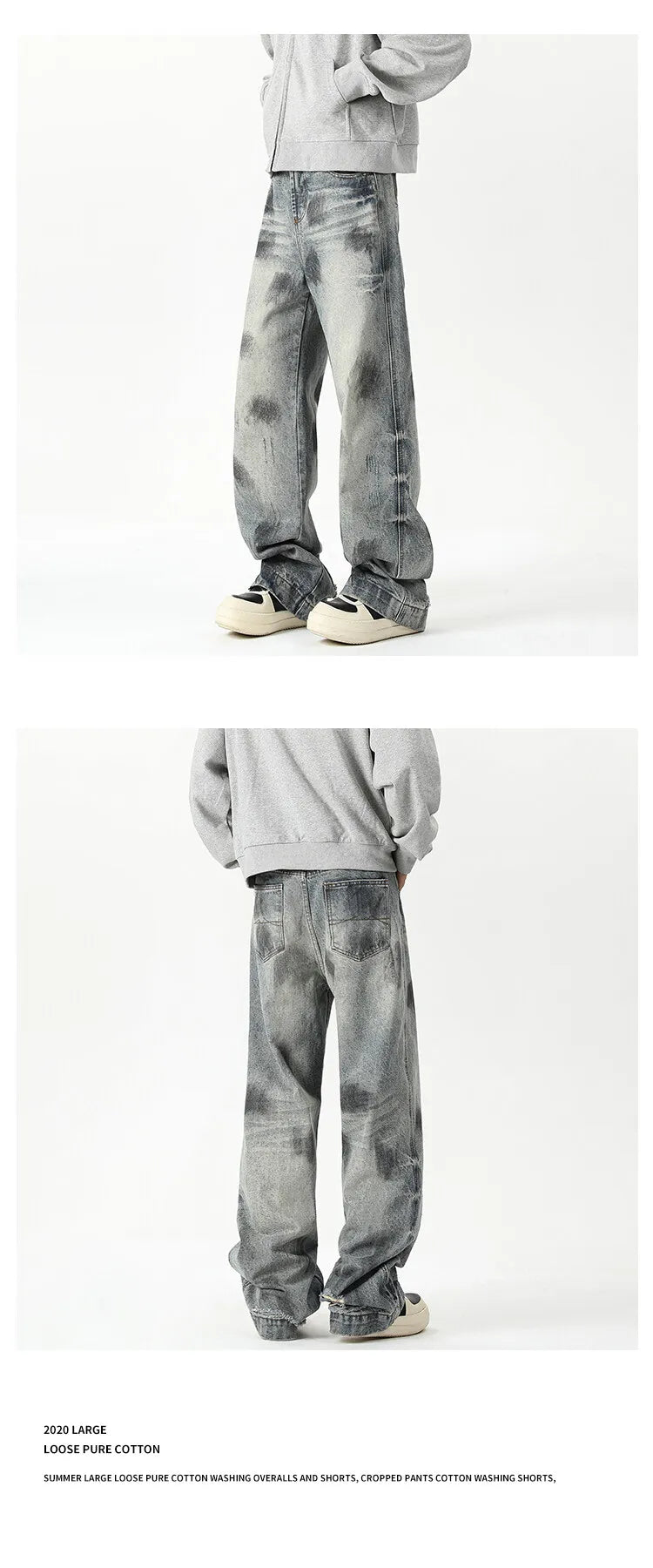 Riolio Jeans Men's New Denim Pants wash jeans New Fashion High Quality Washed Male Jeans Loose Wide Leg Trousers Straight Casual jean