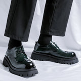 Riolio WELL DRESSED MEN Brogue Trendy British Style Thick Soled Men's Shoes Versatile Business and Leisure Style Wedding Party Men's Elevated Shoes