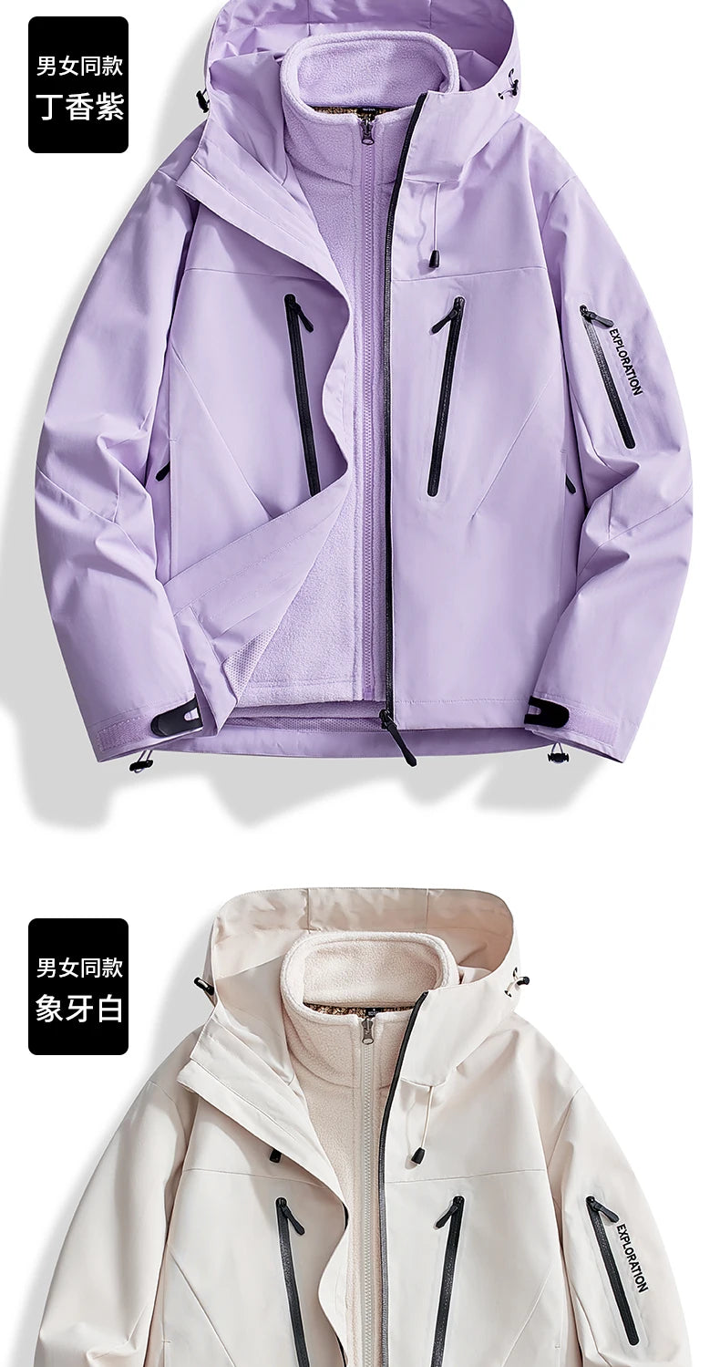 Riolio Men's Outdoor New Jacket Autumn Waterproof Windproof Assault Suit Men Women Three in One Two-piece Set Men's Brand Hiking Suit