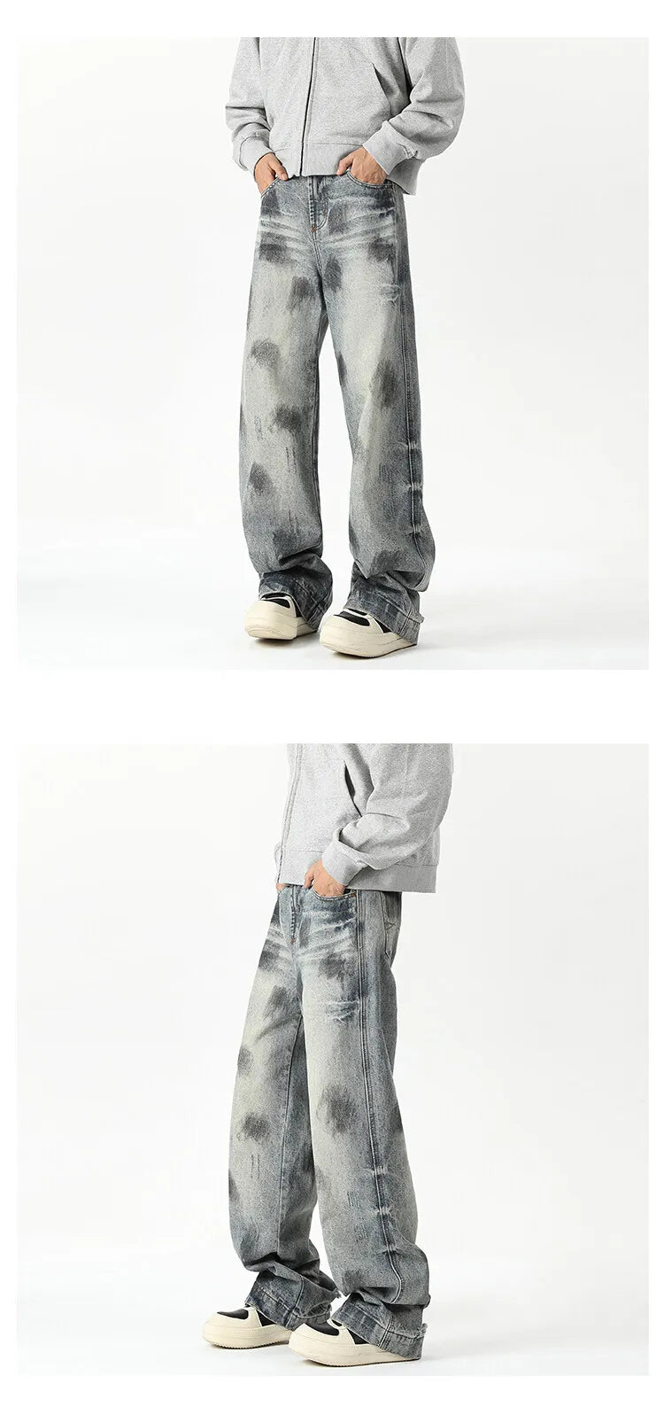 Riolio Jeans Men's New Denim Pants wash jeans New Fashion High Quality Washed Male Jeans Loose Wide Leg Trousers Straight Casual jean