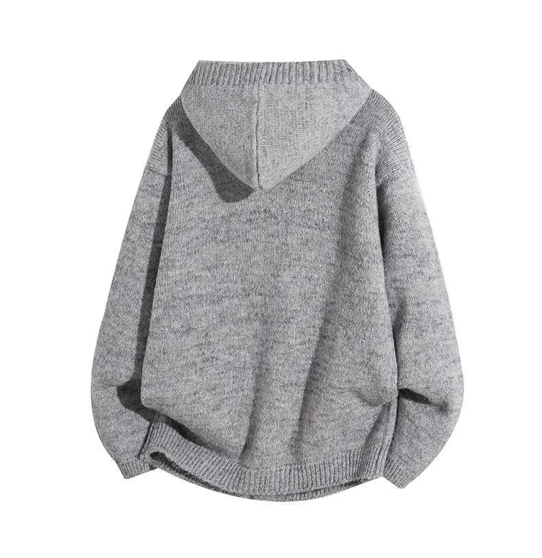 Riolio American-style autumn/winter streetwear unisex trendy hooded knit sweaters for couples with loose-fit retro Harajuku casual tops