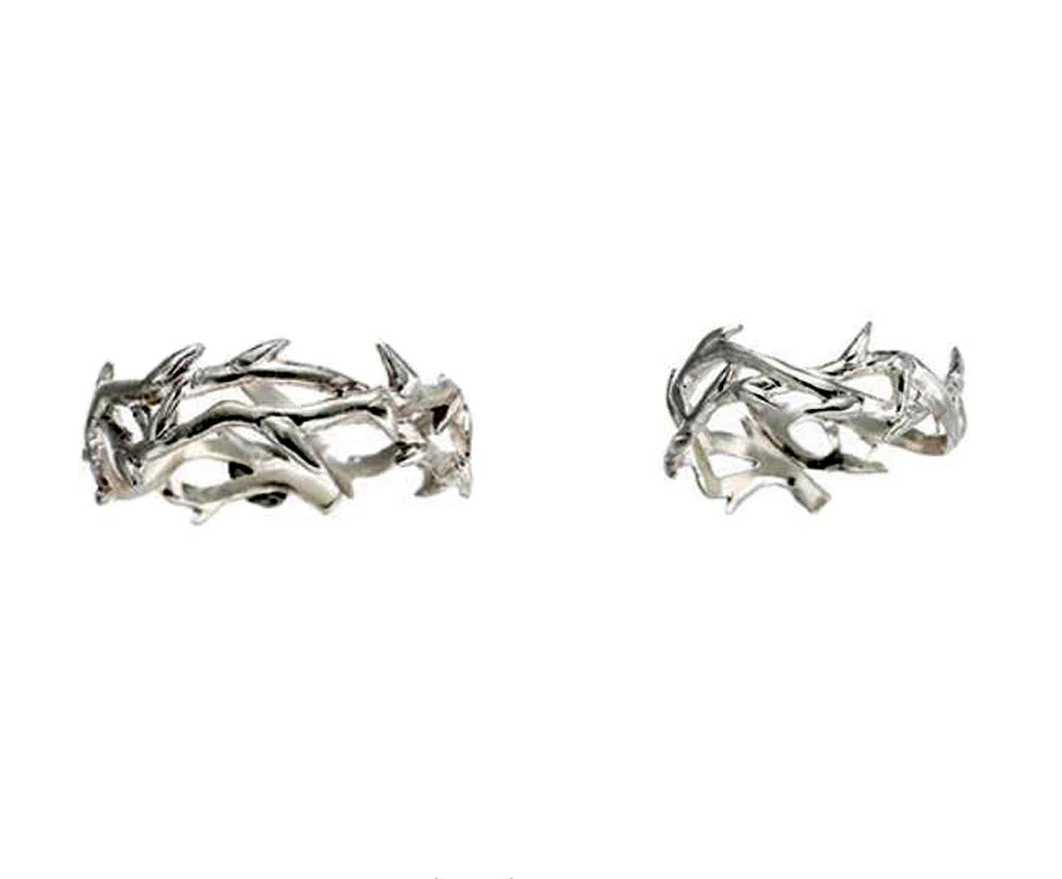 Riolio Punk Irregular Thorns Couple Rings Retro Hip-hop Personality Adjustable Finger Ring for Men Women Lovers Jewelry Gifts