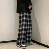 Riolio Casual Pants Men Fashion Retro Plaid Pants Men Streetwear Loose Hip-hop Straight Pants Mens Vintage Trousers Plus Size 5XL