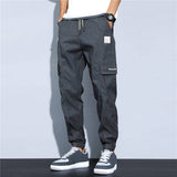 Riolio Men's Casual Cargo Cotton Pants Men Pocket Loose Straight Pants Elastic Work Trousers Brand Fit Joggers Male Large Size