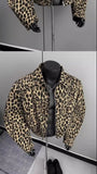 Riolio American Retro Leopard Print Jacket Men's Korean Style Style High-end Handsome Short Jacket Trendy High Street Style Denim Top