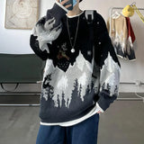 Riolio Christmas Sweater Funny Elk Harajuku Streetwear Men Women Sweaters Couple Autumn Winter Knitwear Pullover Warm Sweatshirt Men