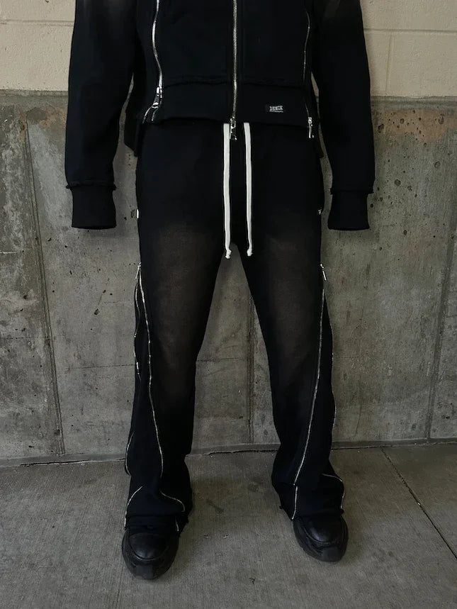 Riolio Y2K Retro Zipper Decoration Sweatpants Pants Streetwear Baggy Casual Pants Men Women Harajuku Hip Hop Letter Jogging Trousers
