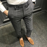 Riolio Spring Men Pants Korean Slim Fit Men Casual Ankle Length Pants Streetwear Men High Quality Black Gray Dress Suit Pant Man