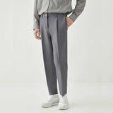 Riolio Men Light Luxury Naples Slim-fit Dress Pants Fashion Casual Solid Color British Retro Premium Elegant Popular Leisure Suit Pants