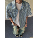 Riolio Summer Short Sleeved Shirt Men Fashion Retro Plaid Shirt Men Streetwear Korean Loose Vintage Casual Shirts Mens Large Size 5XL