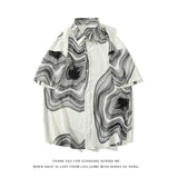 Riolio Summer Short Sleeve Shirt Men Fashion Retro Print Shirt Men Streetwear Loose Black White Ice Silk Shirt Mens Large Sizes M-5XL