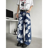Riolio Straight Loose Fit Printed Streetwear Jeans Unisex Urban Fashion Trendy Casual Denim Pants mens Hip Hop Oversized Comfort