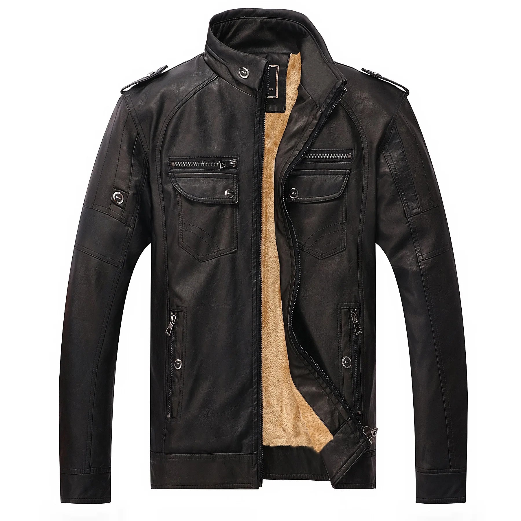 Riolio Jacket Streetwear Man Outerwear Leather Suit Vintage Plus Velvet PU Leather Jacket Casual Blazer Jackets Men's Slim Fit Coats