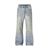 Riolio Full Rhinestone Print Washed Blue Baggy Jeans Mens and Women Ropa Hombre Streetwear Solid Casual Denim Trousers Loose Cargos