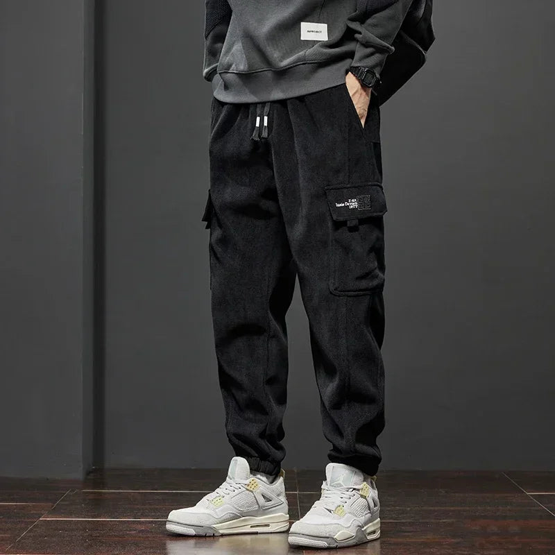 Riolio Spring Autumn Men's Elastic Waist Casual Pants Stretch Straight Drawstring Harem Jogging Sports Trousers Fashion Male Clothing