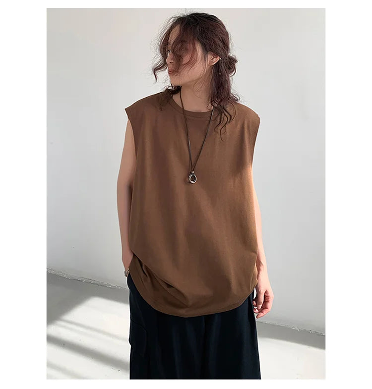Riolio Summer Men Trendy Casual Streetwear Oversized Sleeveless T-shirt Youth Y2K Hip Hop Cotton Tank Tops Sports Basketball Vest