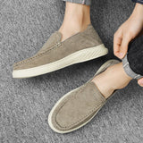 Riolio Men's Suede Leather Comfort Loafers, Flat Casual Slip-on Shoes, Fashion Suede Flats, Classic Round Toe Soft Leather Loafers