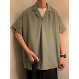 Riolio Summer Short Sleeved Shirt Men Fashion White Casual Shirt Men Streetwear Korean Loose Pullover Shirt Mens Black Dress Shirts