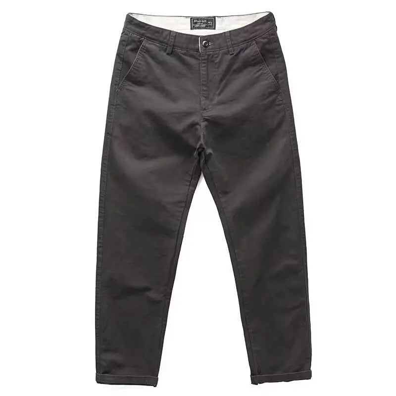 Riolio Casual Pants Men Solid Vintage Fashion Spring Autumn Harajuku Japanese Style All-match Straight Trousers New Pockets High Street