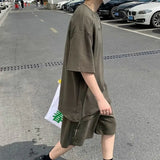 Riolio American Heavy Double Zipper Sports Suit Men's Summer Trendy Design Handsome Short-sleeved Shorts Casual Two-piece Set Urban