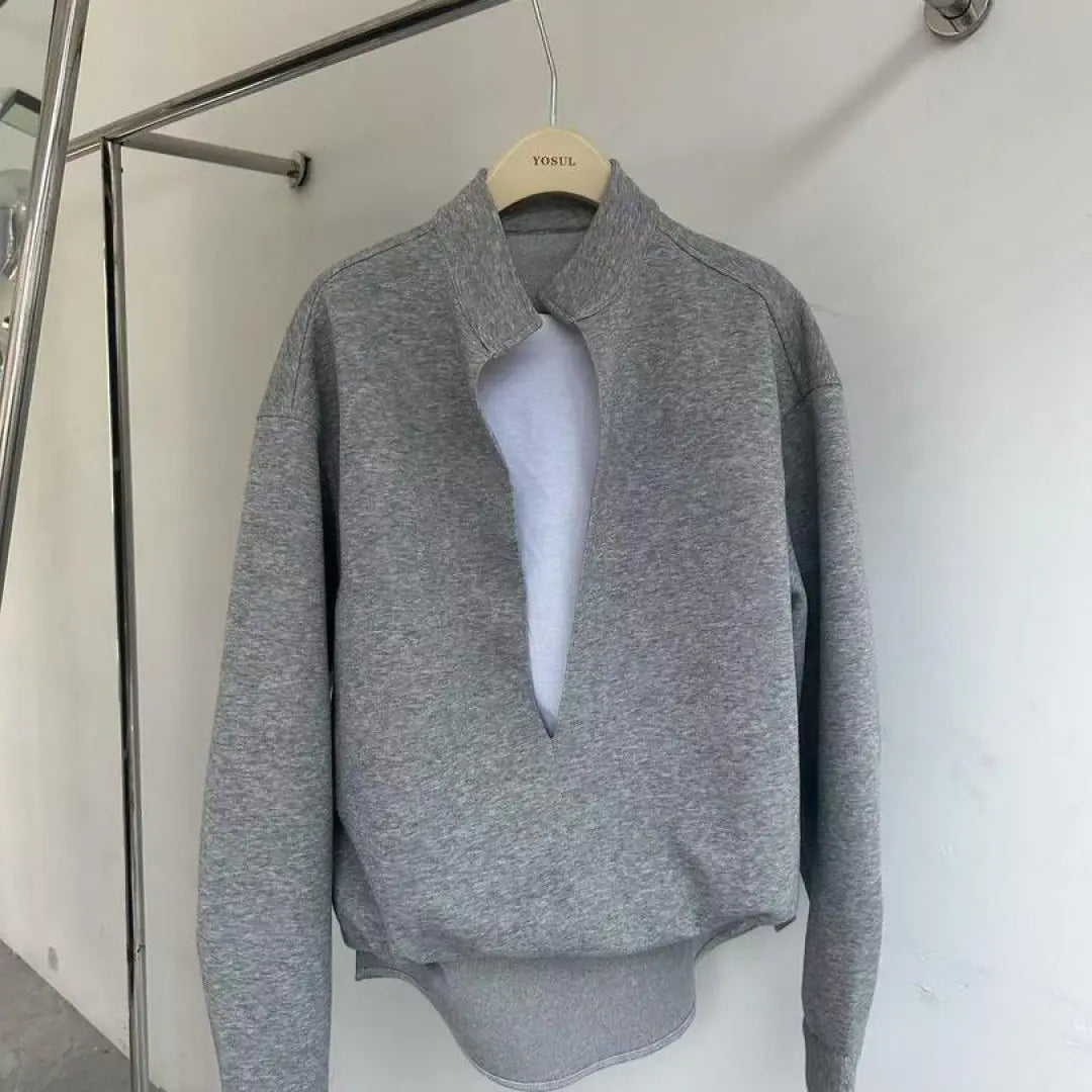 Riolio Korean Casual Sports High-end Suit Autumn Sweatshirt Fake Two-piece Spring Fashion Trend Casual Loose Suit Aesthetic Academy
