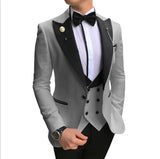 Riolio prom suit Men 3 Pieces Suits For Men Custom Made Groom Groomsmen Tuxedos Wedding Men Suit Terno Masculino(Jacket+Pant+Vest)