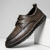 Riolio  Brown Suede Derby Shoes Men's Thick Sole Lace-Up Casual Blue Suede Leather Dress Shoes Office High Quality Leather Shoes