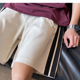 Riolio Casual Shorts men Elastic Waistband Loose Fit Drawstring Comfortable Summer Beach Outdoor Side Stripe Design Gym Streetwear